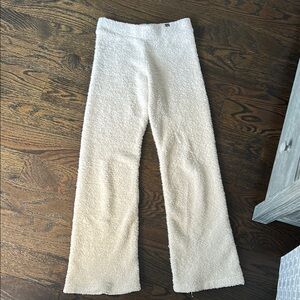 PINK Cream Textured Fuzzy Pants